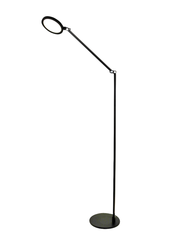 Regina - Regulowana czarna lampa podłogowa LED z metalu, wys. 135 cm Fabas Luce - Zintegrowane oświetlenie LED 9W CCT (3000K 4000K 5000K 6000K)