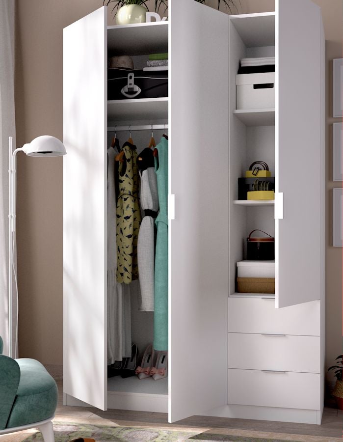 ESSEN Armario 3 puertas 3 cajones blanco - 2