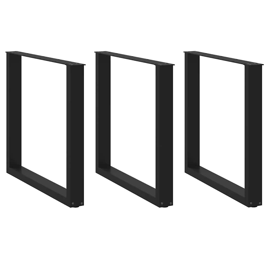 Nogi do stołu jadalnego w kształcie litery U 3 szt. Czarne 90x(72-73) cm Stal vidaXL