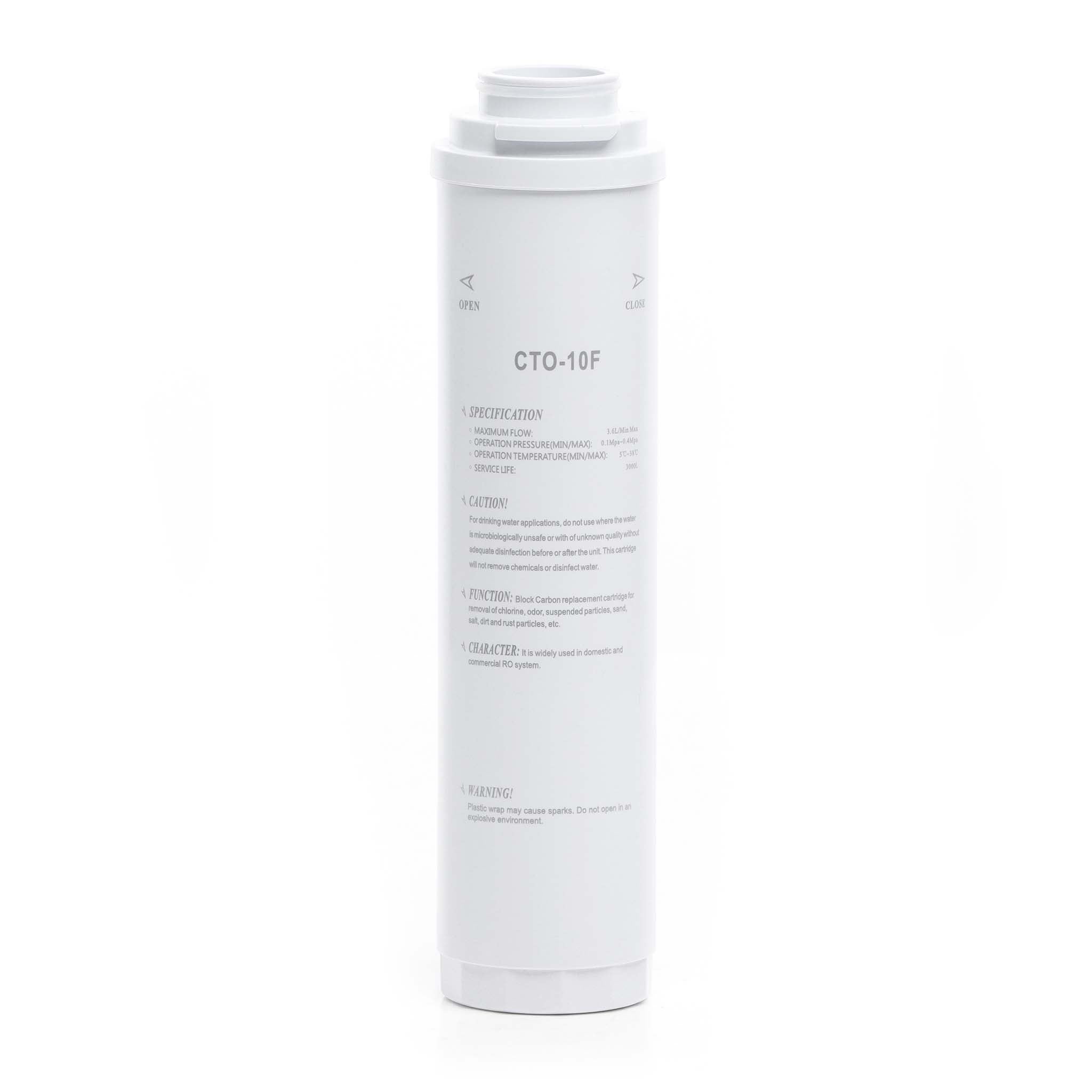 CTO-10F Wkład z węgla aktywnego – dokładność filtracji 5 µ – 65 x 65 x 265 mm – wkład filtracyjny – filtr zamienny do wody pitnej, osmozy… Naturewater