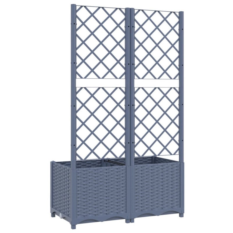 Jardinière avec treillis bleu gris 80x40x136 cm PP - 6