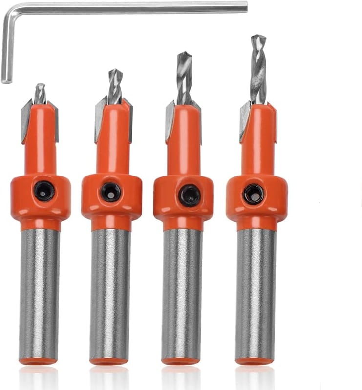 Zestaw wierteł stożkowych do obróbki drewna 8 mm, wiertło stożkowe z kluczem imbusowym i śrubami