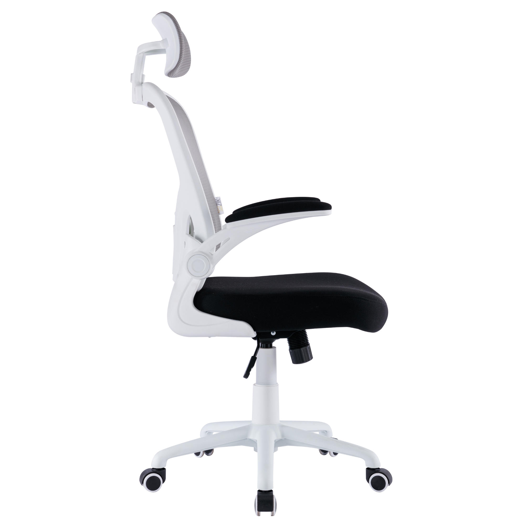 Chaise de Bureau Fauteuil Ergonomique Support Lombaire avec Accoudoirs et Appui-Tête Oscillant, Blanc et Gris - ZIK - 7