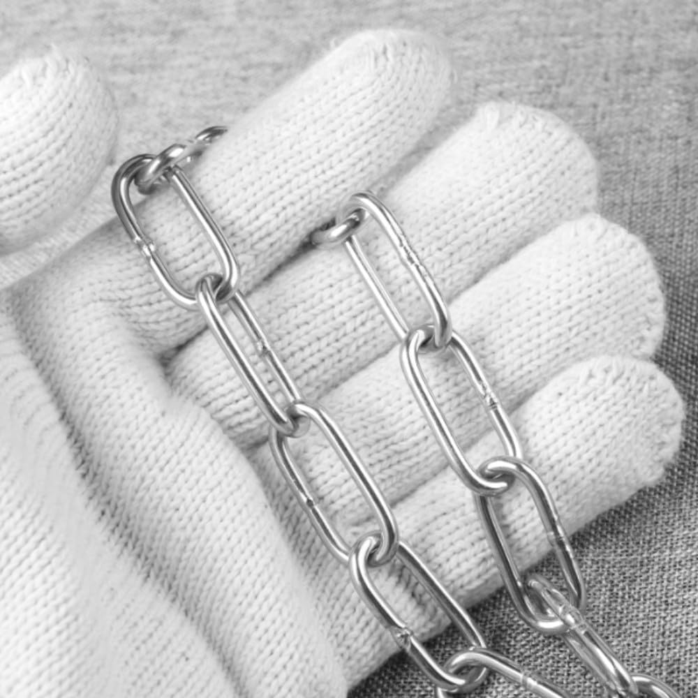 Łańcuch ze stali nierdzewnej 3 mm, 1,5 m, łańcuch stalowy + 2 karabińczyki, ogniwa przedłużające do zawieszania łańcucha kotwicznego - 5