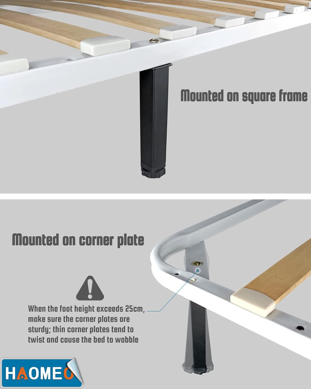 4PCS Pied De Lit, Pieds Pour Sommier À Lattes Universel Hauteur: 30cm(+2cm) Reglable, 15-35cm En Option Design: Noir - 5