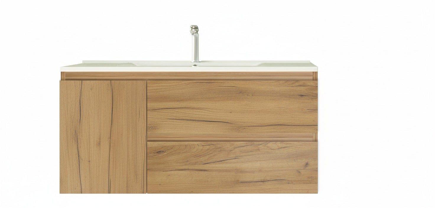 Ensemble armoire et plan de travail Verona en 100 cm, finition chêne guadarrama, avec poignée avec rainure - 2