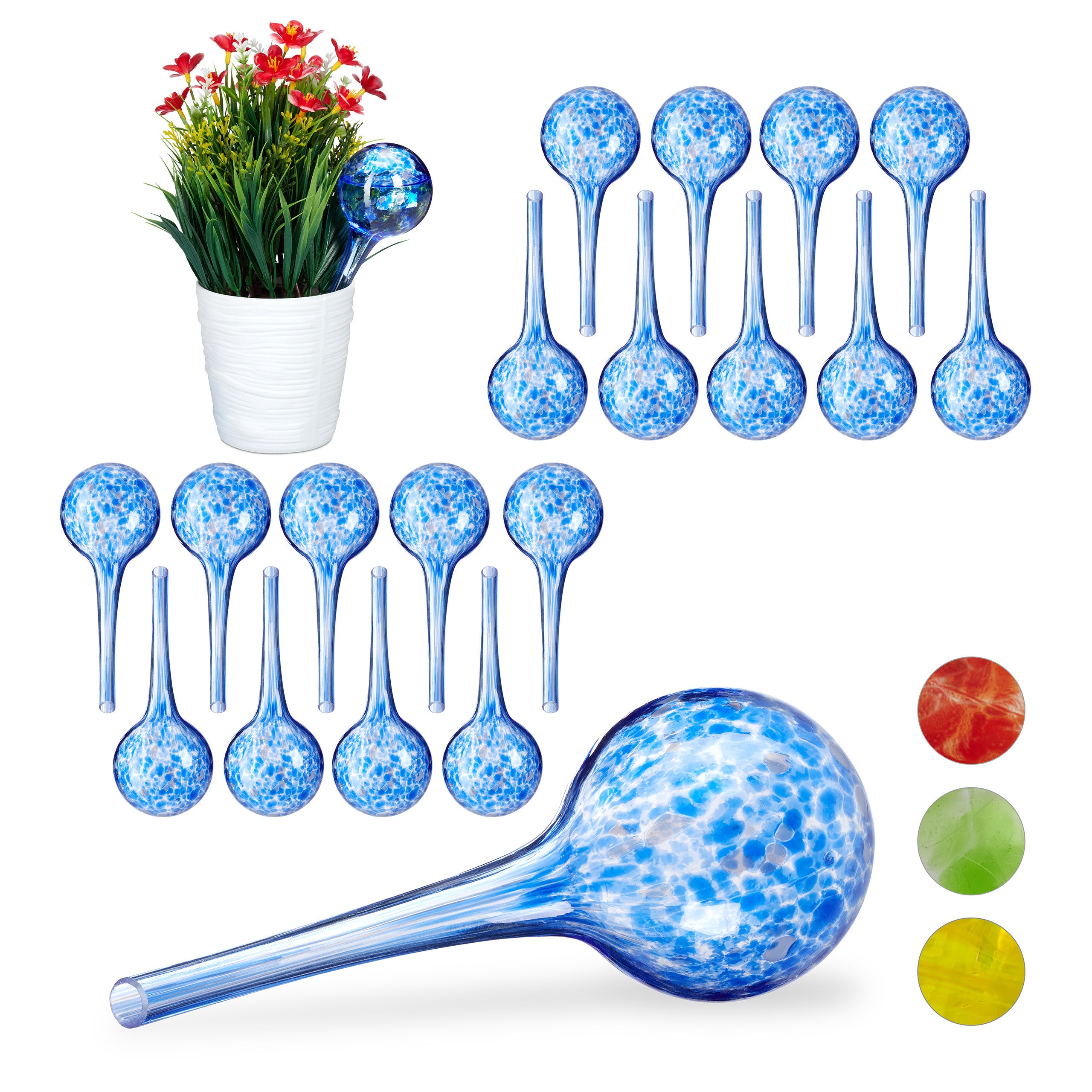 Relaxdays Lot De 2 Globes D’Arrosage Automatique – 6 Cm Verre Vert – Distributeur D’Eau Pour Plantes Pendant Vacances & Week-ends