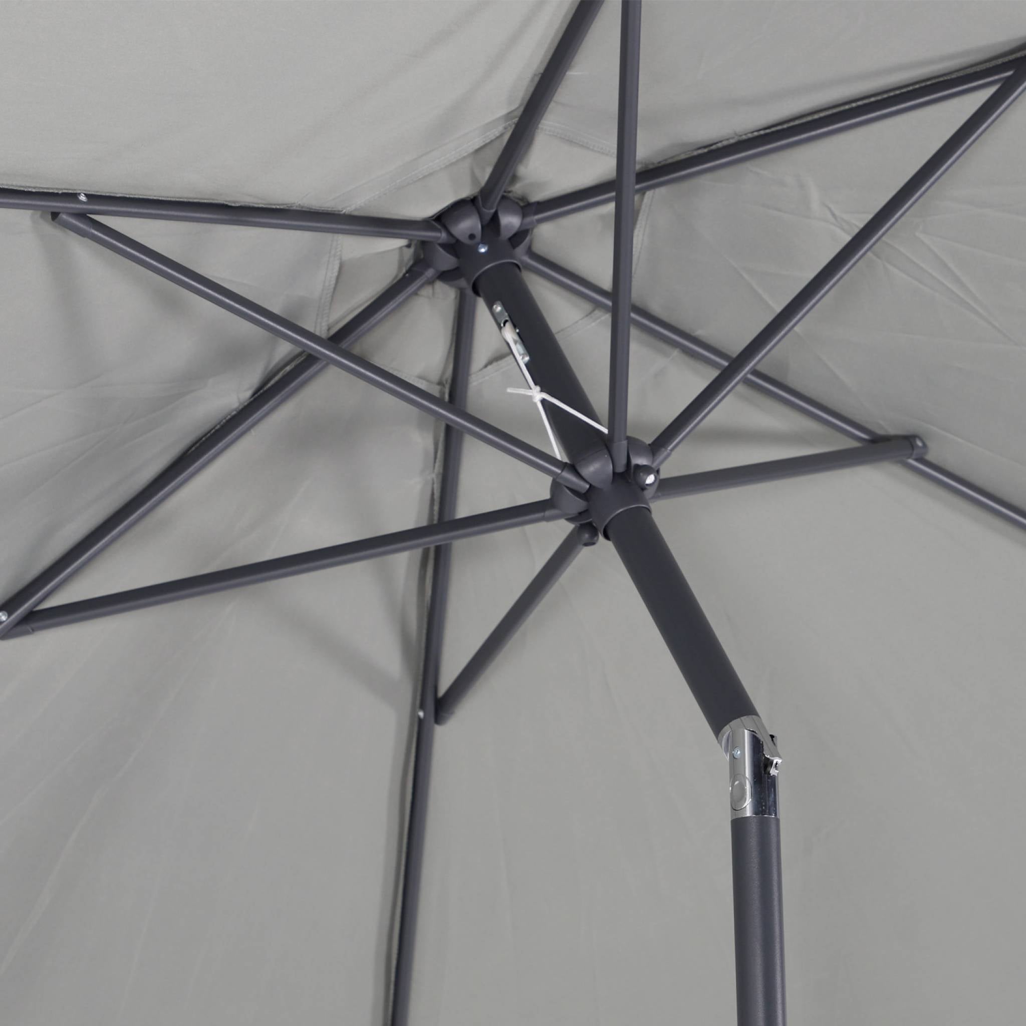 Parasol droit rond Ø300cm - Touquet Kaki - mât central en aluminium orientable et manivelle d'ouverture TOUQUET - 8