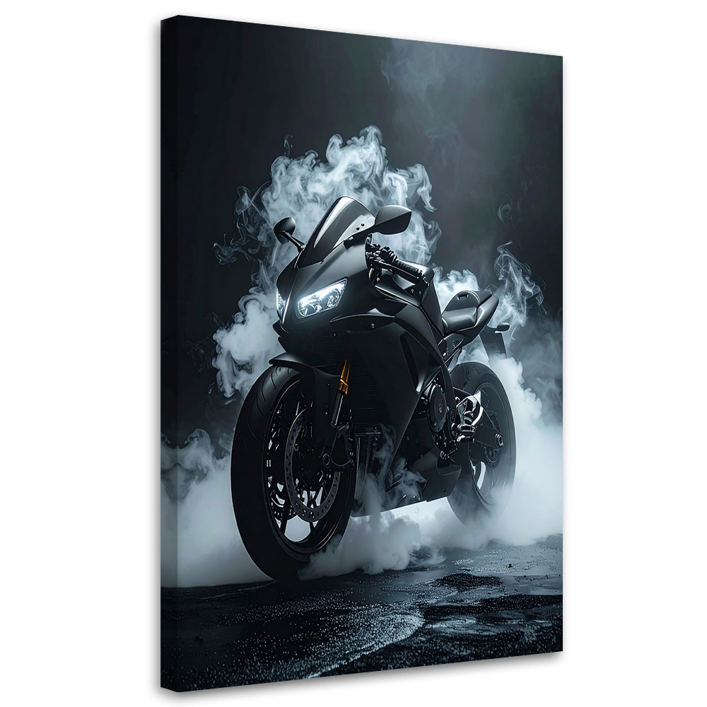Obraz do salonu biura pokoju młodzieżowego, Czarny Motocykl Motor Ścigacz 70x100