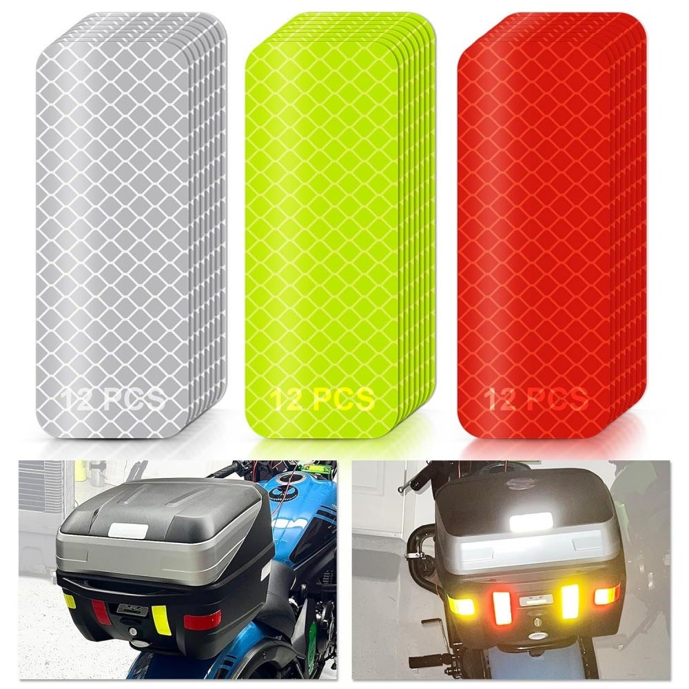 14 Autocollants Réfléchissants Pour Vélo, Casque, Voiture - Visibilité Nocturne - Vert - Lot Complet - 6