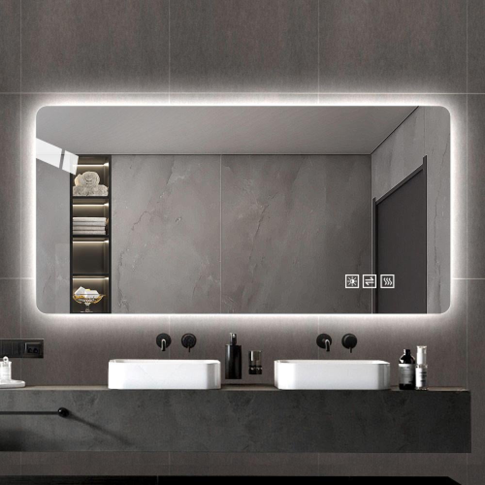 Miroir Salle de Bain LED 60x120cm Dimmable Trois Couleurs Anti-Buée Design Sécurisé et Durable