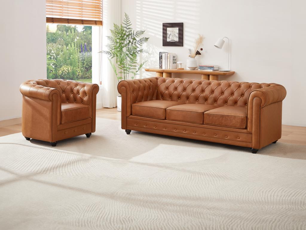 Fauteuil baroque en cuir de vachette véritable et cadre sculpté