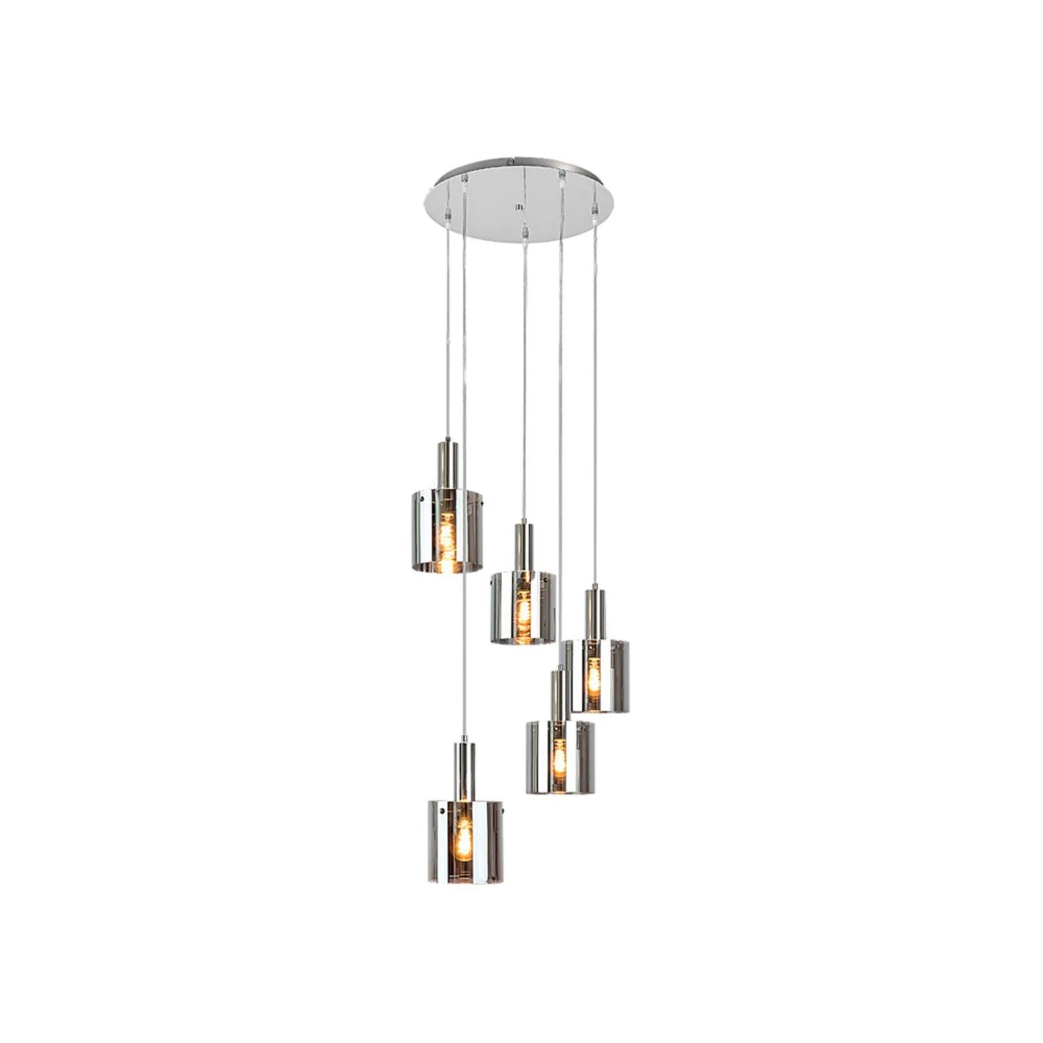 Lampa wisząca Donati chromowana szkło dymne 5xE27x60W metal wym:160x42x42cm IP20 Rabalux