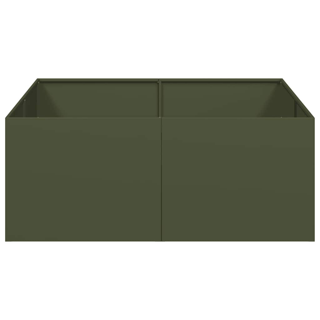 Maison Exclusive - Jardinière vert olive 100x100x40 cm acier - 4