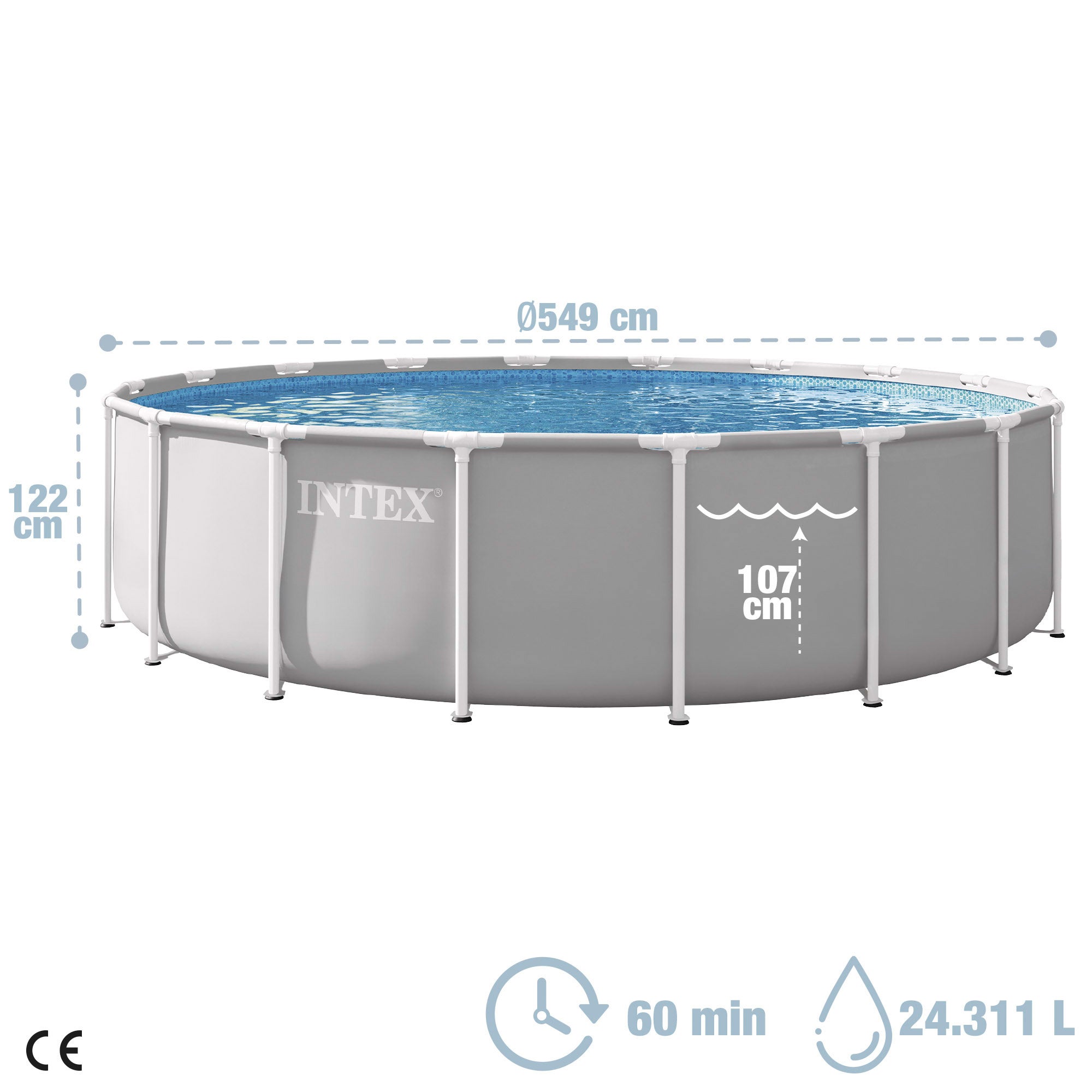INTEX Piscina Prism Frame redonda amovível de 5 metros com sistema de filtragem e escada - 4