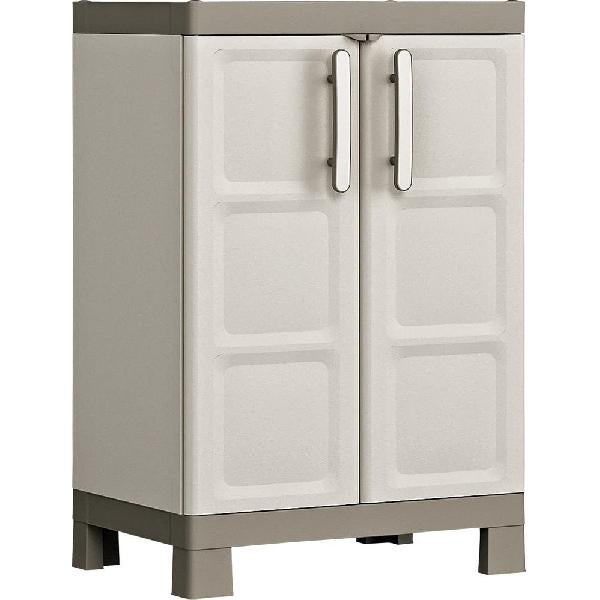 Armoire basse verrouillable en résine avec 2 portes de jardin extérieures décorées Excellence Keter