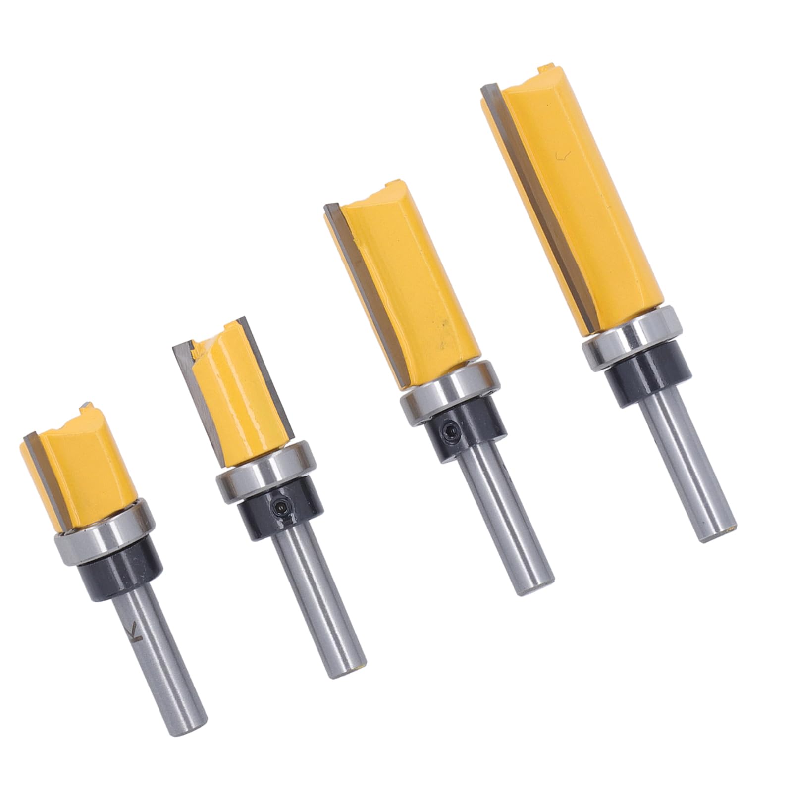 Set De 4 Fraises Pour Défonceuse 8mm Tige - Fraises à Affleurer Avec Roulements Pour Travail Du Bois