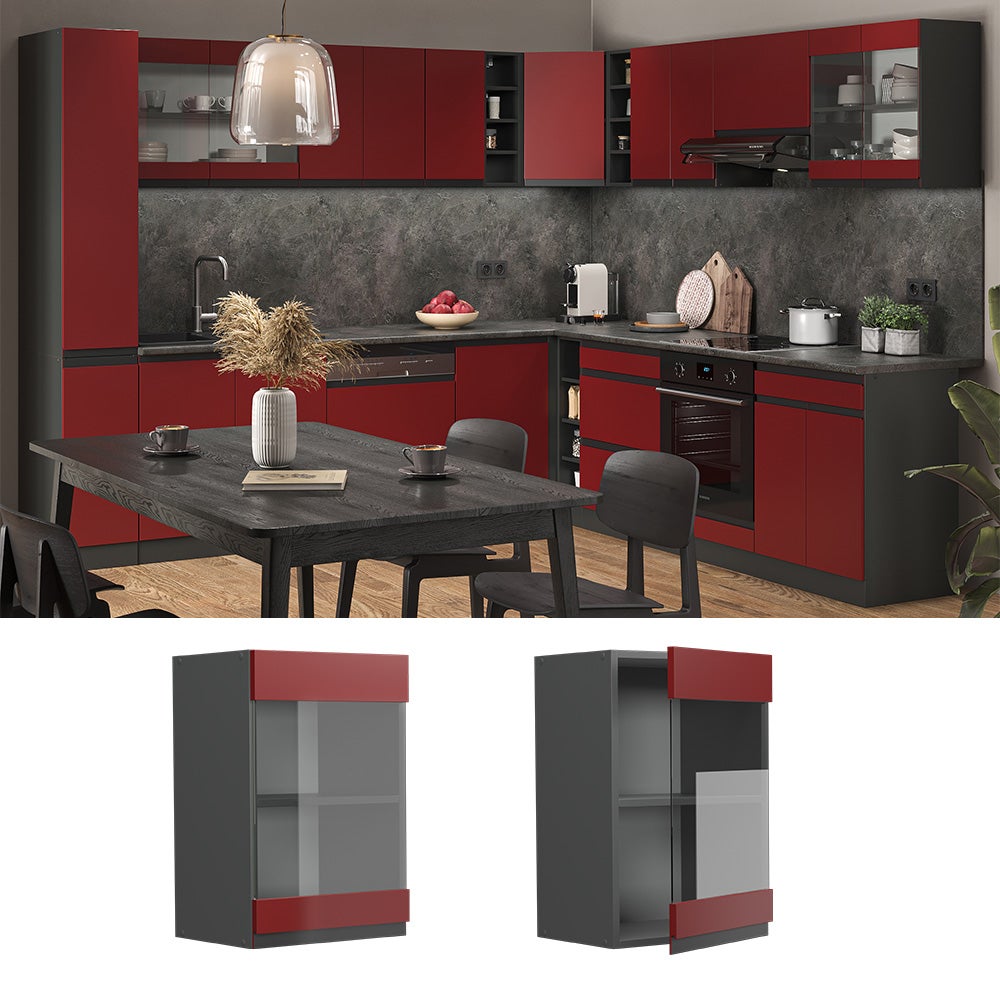Vicco Armoire en verre R-Line, Rouge, 40cm J-Shape - 2