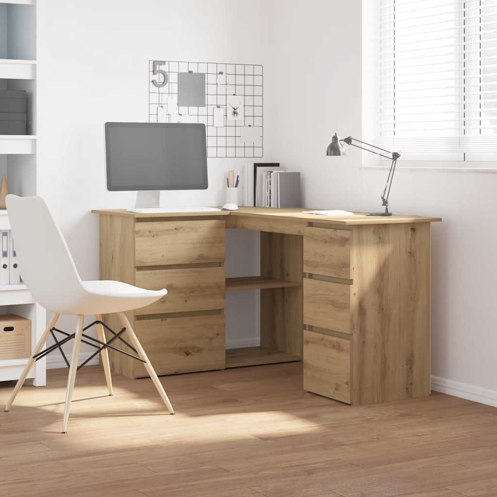 Bureau d'angle - SALUTUYA - TJ59832 - Chêne fumé - Bois d'ingénierie