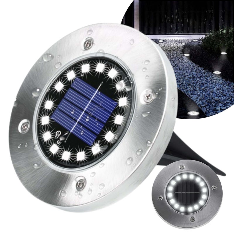 Lampka Solarna Ogrodowa Wbijana 16 LED, Gruntowa Lampa Najazdowa Wodoodporna