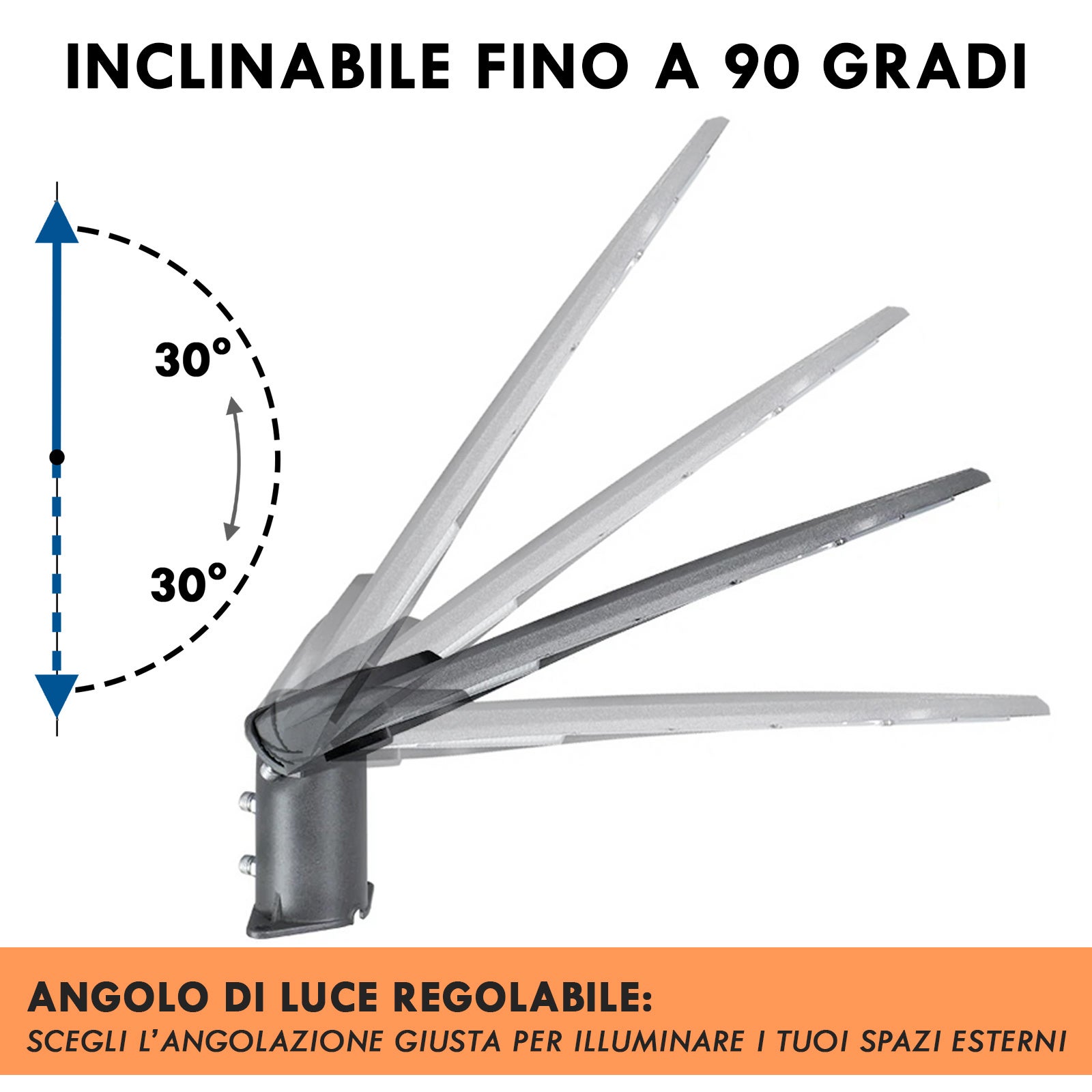 Luminaire de rue IP65 lampadaire LED inclinable 180 6500K éclairage sentiers jardin 10000lm 230V 100W - 2