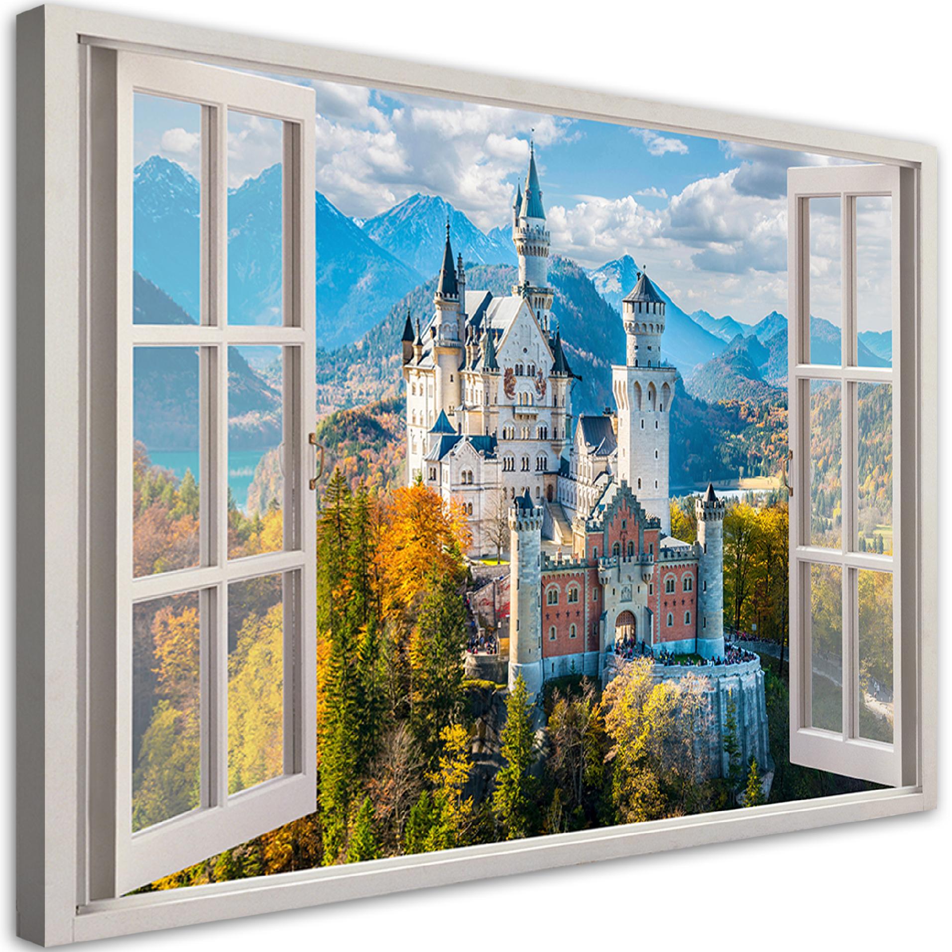 Obraz na płótnie, Widok z okna Zamek Architektura Krajobraz 60x40