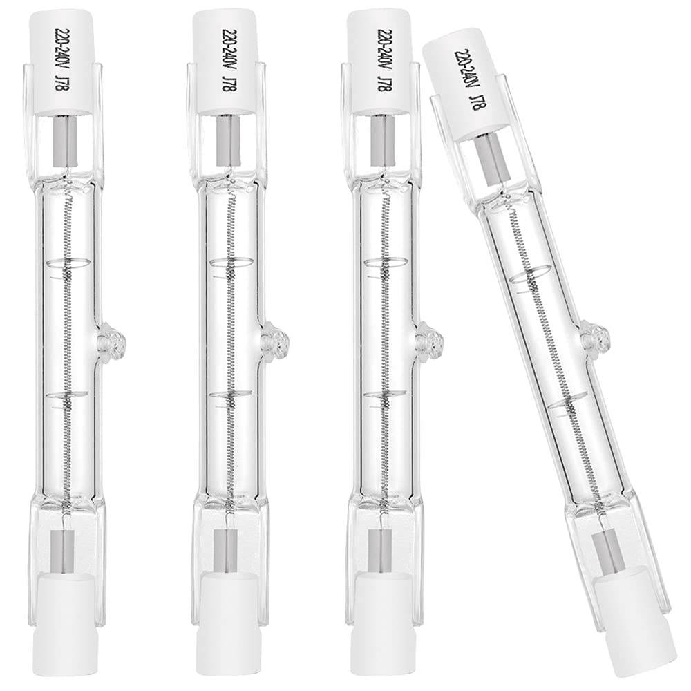 Żarówka halogenowa R7S 78mm 80W 230V 1050lm biała ciepła 2700K T3 Żarówka typu J do pracy, zabezpieczeń, oświetlenia krajobrazu (zestaw 4 sztuk)