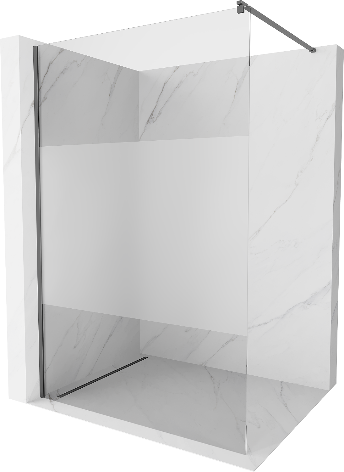 Mexen Kioto ścianka prysznicowa Walk-in 110 x 200 cm, transparent/szron 8 mm, gun metal - 800-110-101-95-35