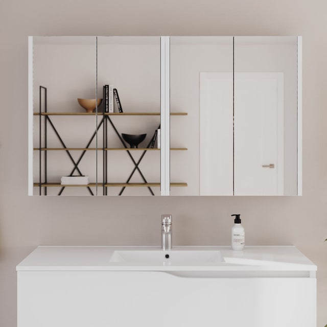 Armoire de toilette miroir 140x70 cm - blanc - MIRANO