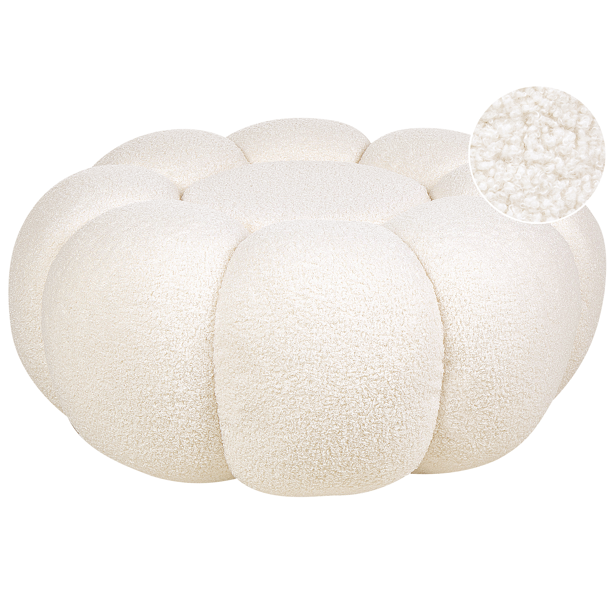 Beliani Puf Beaufort Bouclé 60 Cm 60 Cm 27 Cm Blanco/Crema , Leroy Merlin