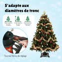 Support Pour Sapin De Noël Avec Réservoir D'eau - Pieds Métal Robustes, Diamètre 39 Cm, Design Rouge Et Vert