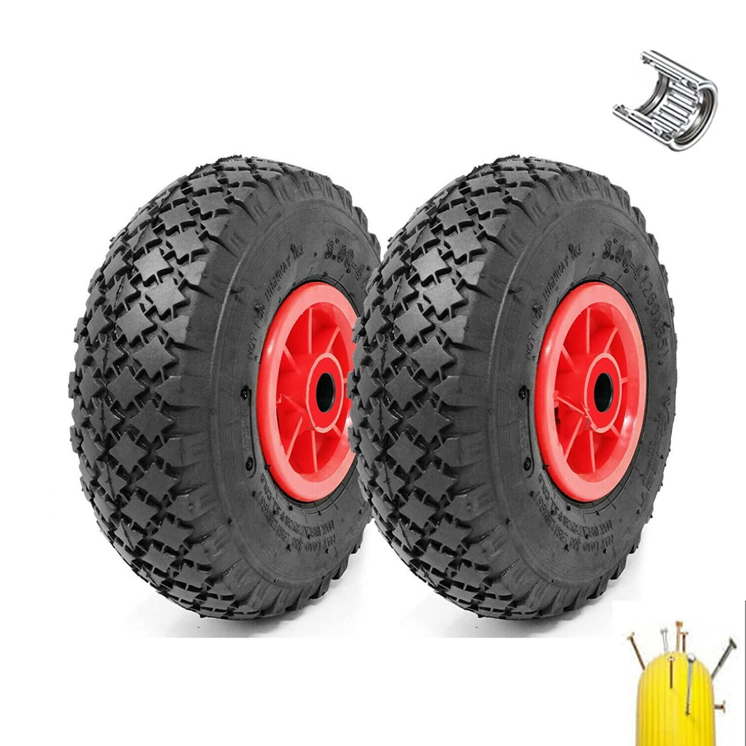 Set 2 Ruote Per Carrello Relaxdays - Gomma Piena, 260x85mm, Asse 20mm