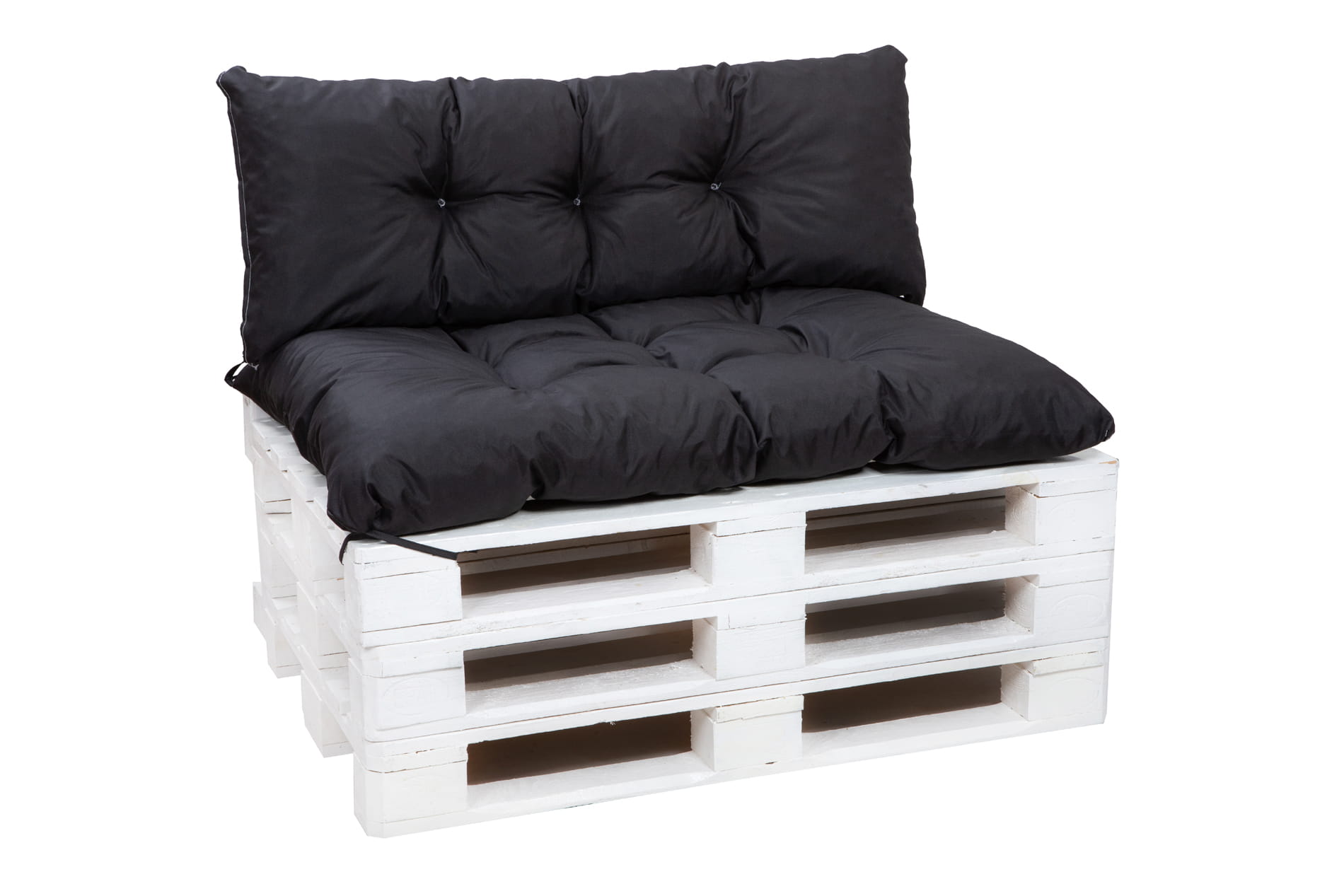 Set cojines para palets 120x80 asiento-respaldo 120x40cm/ colchón para palets con respaldo negro, cojines de jardín, cojín para palets de exterior
