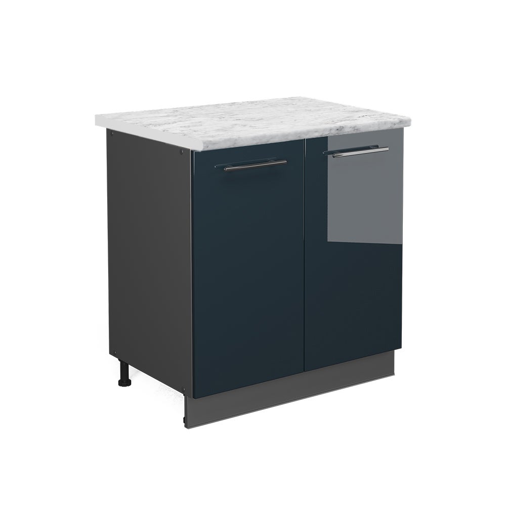 Vicco Szafka pod zlew Fame-Line, Ciemnoniebieski wysoki połysk, 80 cm z półką, BP Marmur