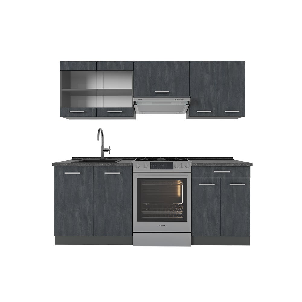 Vicco Moduł kuchenny R-Line, Czarny beton/antracyt, 200 cm BP Antracyt