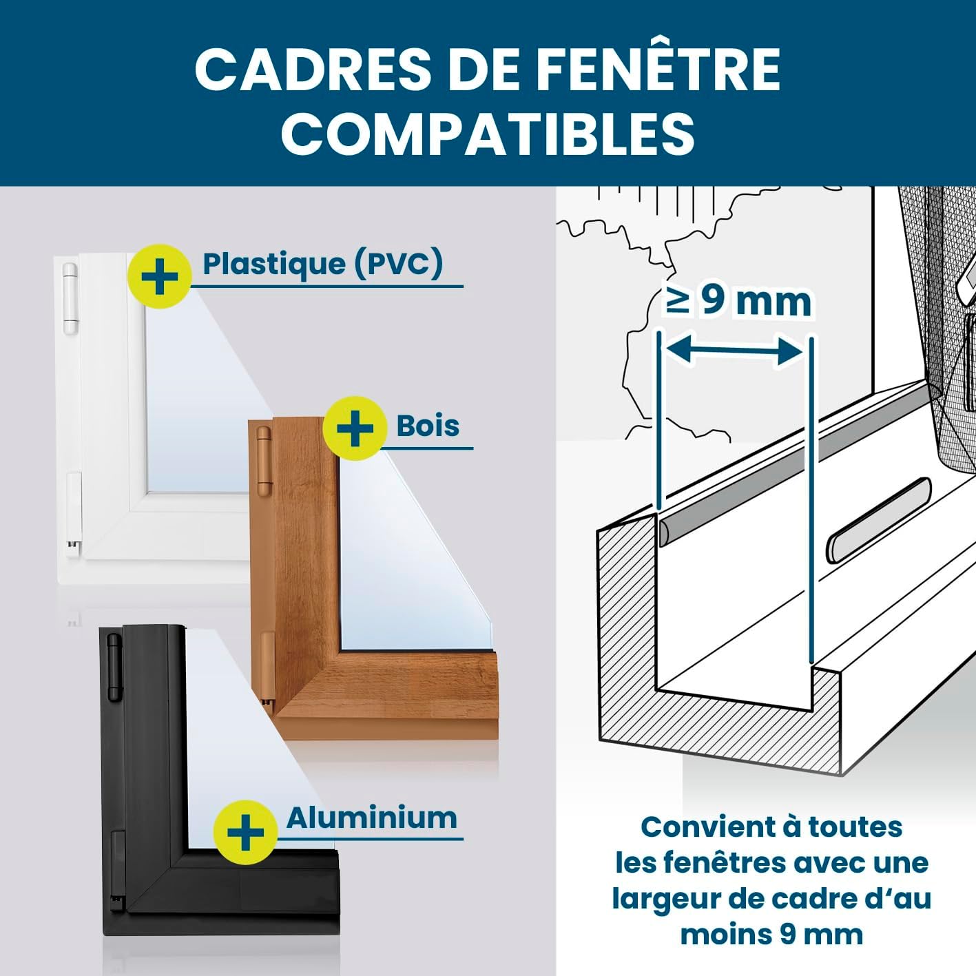 Moustiquaire de fenêtre avec Fixation magnétique innovante Moustiquaire jusqu'à 150 x 130 cm découpable Individuellement, Pas de perçage ni de vissage - 3
