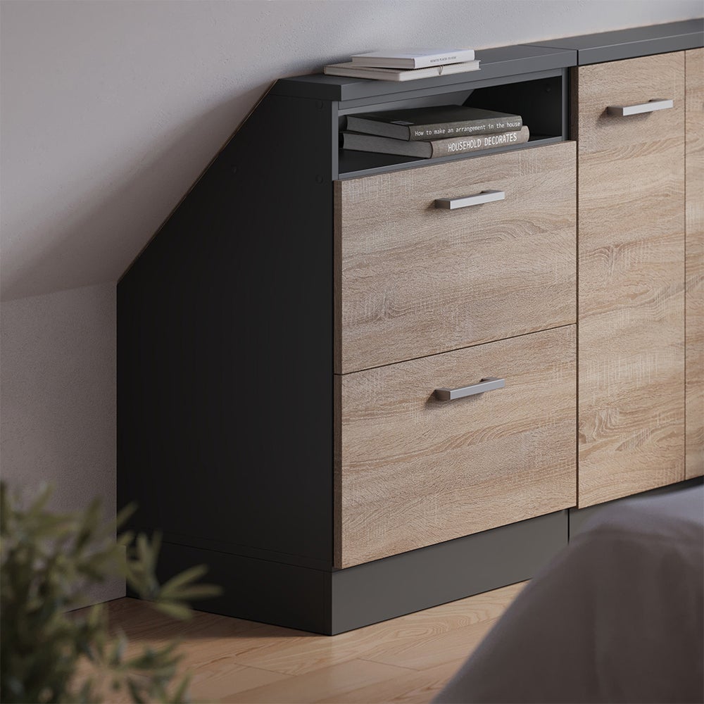 Vicco Szafa skosna Rion, Sonoma/antracyt, z 2 szufladami - 6