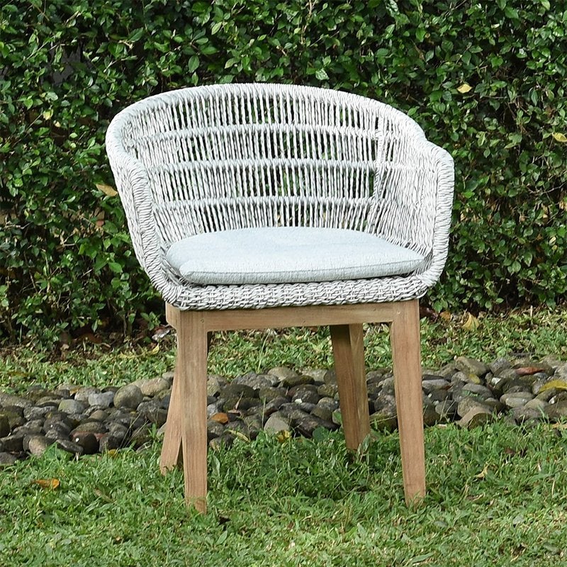 Sillones Lounge de resina tejida gris con cojín (lote de 2) - 5