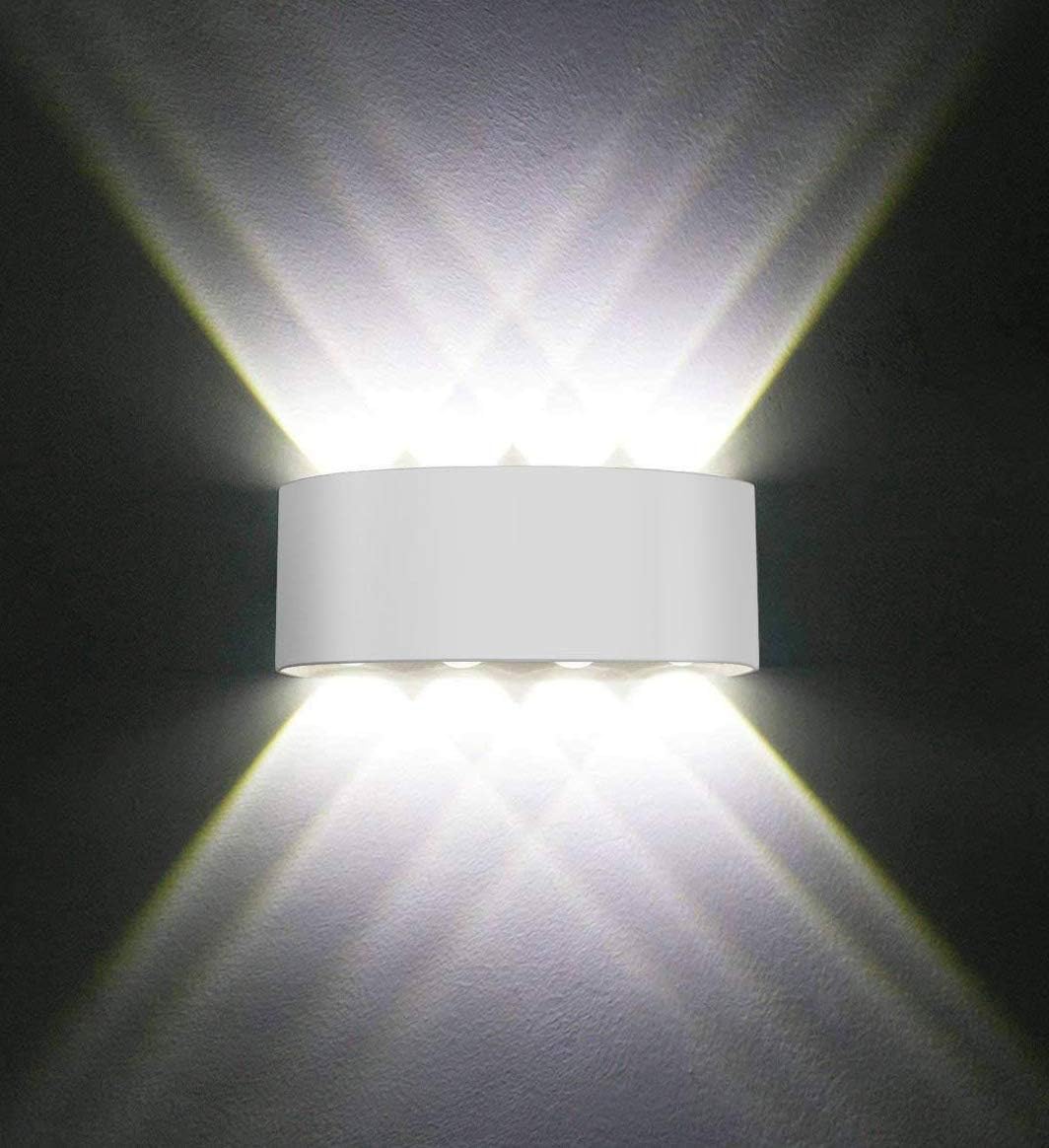 Nowoczesna lampa ścienna LED 8 W, ciepła biel 3000 K, aluminium, do salonu, sypialni, korytarza, klatki schodowej, kuchni, jadalni (biała)