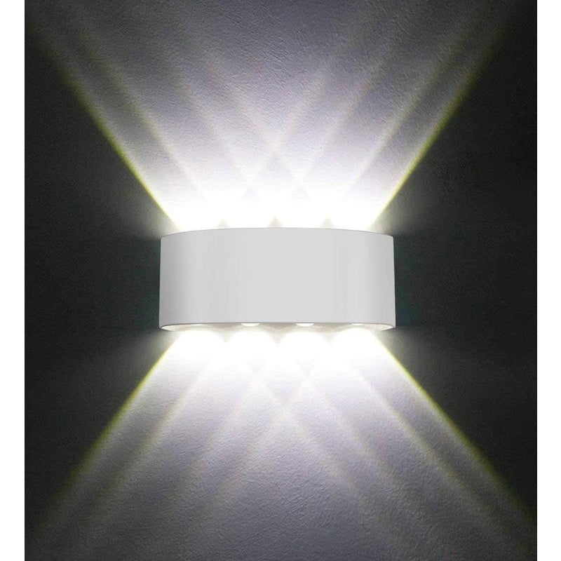 Nowoczesna lampa ścienna LED 8 W, ciepła biel 3000 K, aluminium, do salonu, sypialni, korytarza, klatki schodowej, kuchni, jadalni (biała)