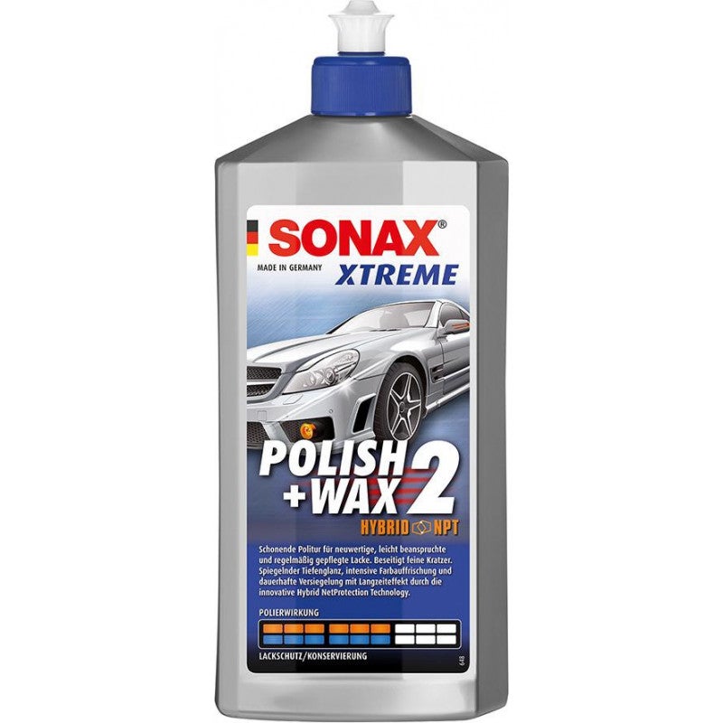 SONAX Polish+Wax Colore Nero 500ml - Lucidante Con Pigmenti Colorati E Cera Di Carnauba, Copre Graffi