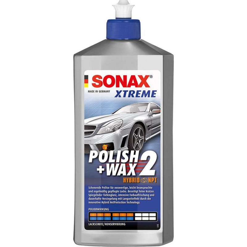 SONAX Polish+Wax Colore Nero 500ml - Lucidante Con Pigmenti Colorati E Cera Di Carnauba, Copre Graffi