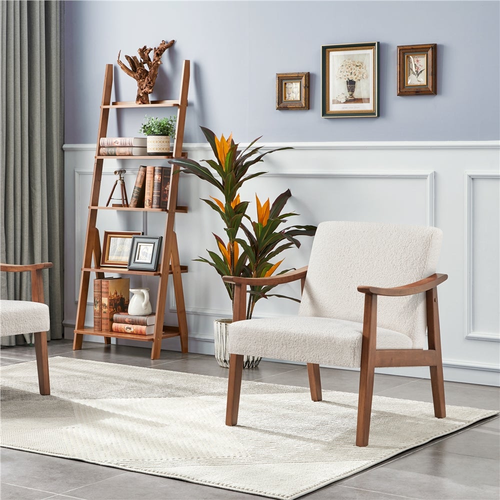 Fauteuil de Salon Moderne Chaise Rembourré Fauteuil de Lecture Canapé 1 Place Ivoire Yaheetech - 3