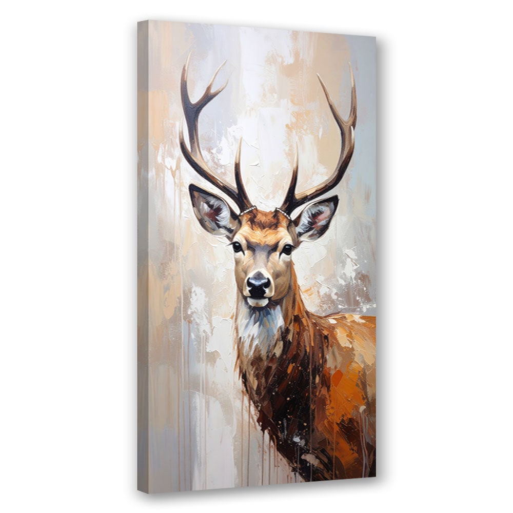 Obraz nowoczesny do salonu, Portret Jeleń Natura Zwierzeta Beżowy 40x80