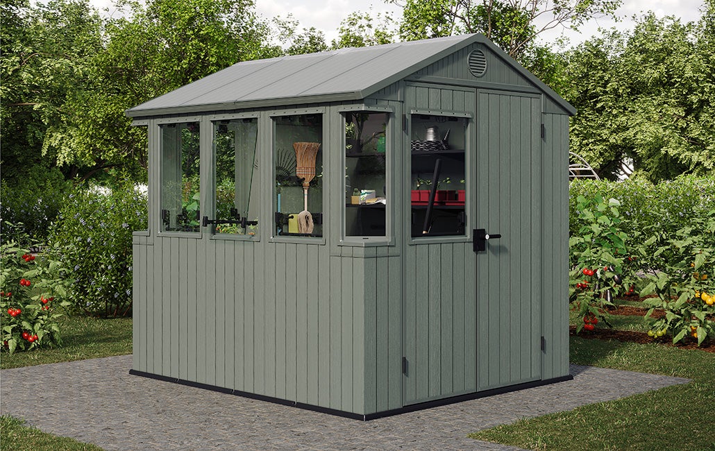 Serre de jardin combiné abri Darwin 68 - 4,5m - Vert aspect bois - KETER - 5