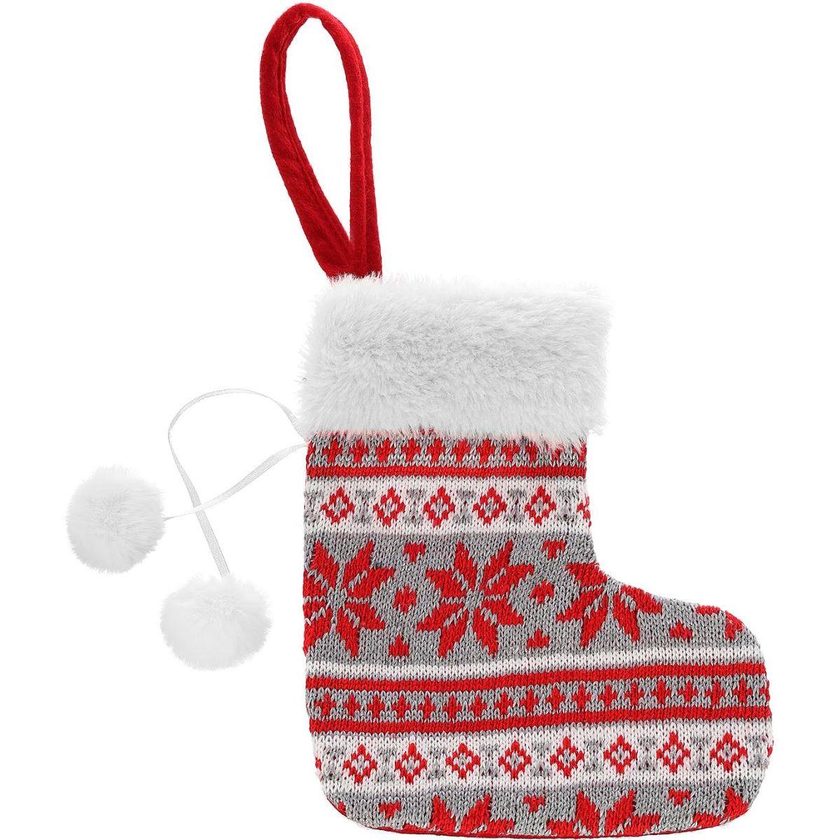 Zawieszka na choinkę skarpetka na prezenty 16x19 cm szara
