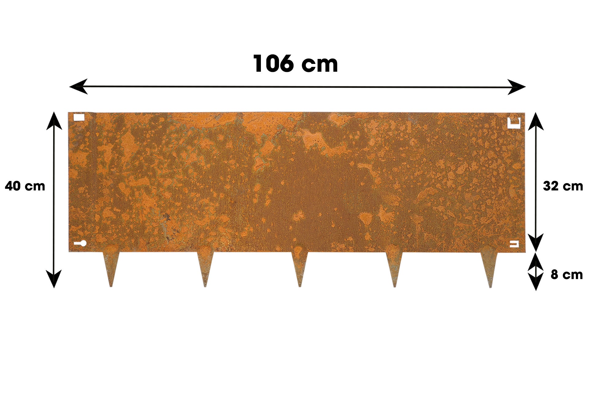 Wovar Bordure de jardin en acier Corten 40 x 106 cm Flexible - Par pièce - 4