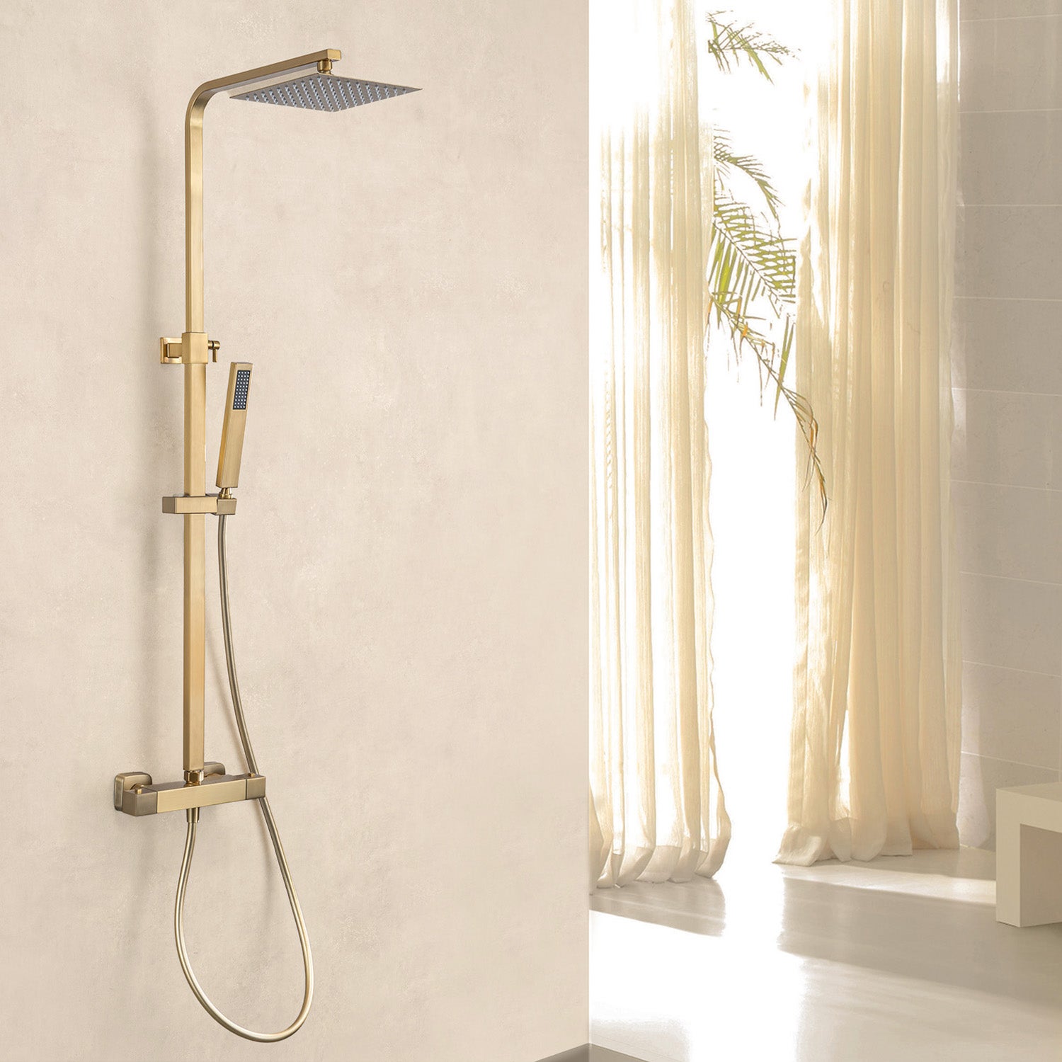 Colonne de douche avec mitigeur thermostatique LOMAZOO Estrella doré - 2