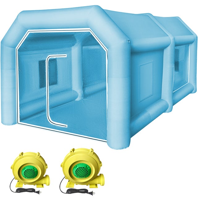 Cabine de peinture gonflable VEVOR 4x2,5x2,2 m,en toile oxford 210D,équipée 2 souffleurs puissants,poste de peinture au pistolet,garage,atelier