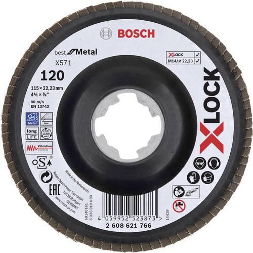 Discos de láminas X-LOCK, versión cóncava, soporte de plástico, Ø de 115&amp;nbsp;mm, G 120, X571, Best for Metal, 1 pieza